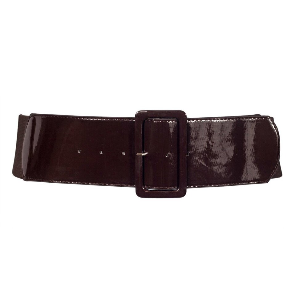 6544 Evogues Plus Size Wide Patent Leather Fashion Belt Brown- One